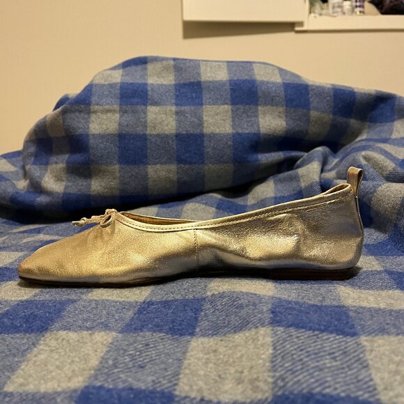 Gold leather ballet flats, size 40 - Picture 3 of 9